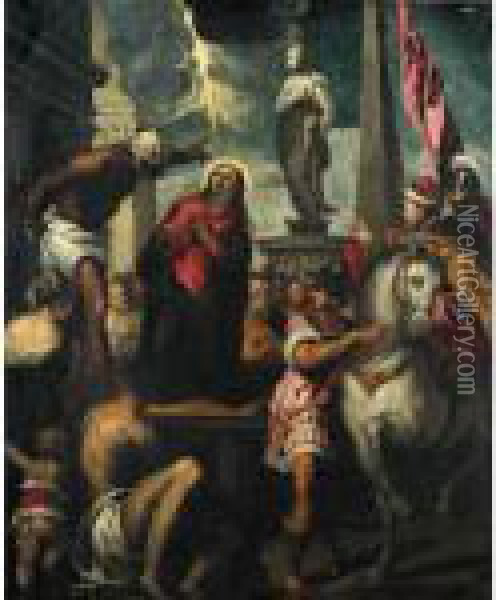 The Martyrdom Of Saint Giustina Oil Painting - Acopo D'Antonio Negretti (see Palma Giovane)