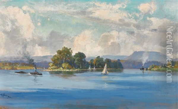 Susan Island On The Clarence River, Grafton Oil Painting - Albert Henry Fullwood