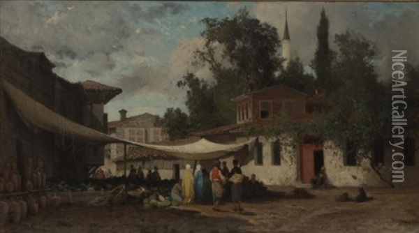 Turkish Market Oil Painting - Germain Fabius Brest