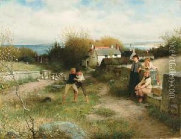 The Wrestling Match Oil Painting - George Henry Boughton