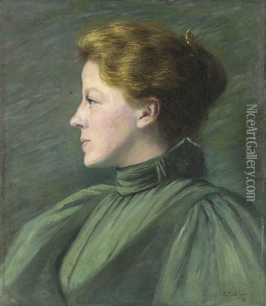Portrait Of A Woman In Profile Oil Painting - Louise Roger Jewett