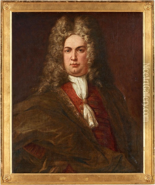 Portrait Of Man In Wig Oil Painting - Michael Dahl