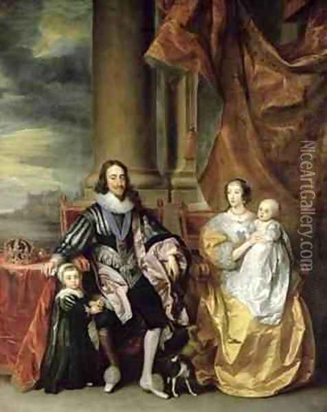 King Charles I 1600-49 and his Family Oil Painting - Sir Anthony Van Dyck