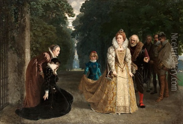 Drottning Elisabeth Och Maria Stuart Oil Painting - Ernesto Fontana