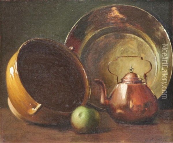 Still Life With Pots And Pans Oil Painting - Gerard L. Steenks