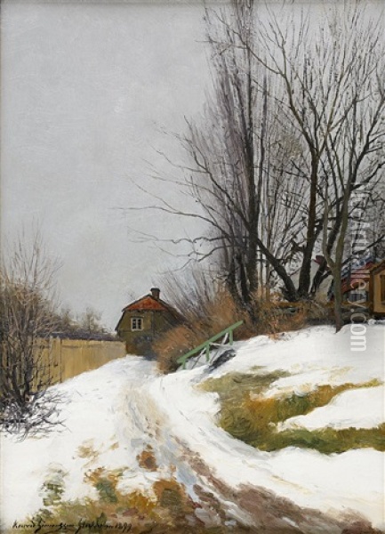 Motiv Fran Stora Sjotullen, Djurgarden Oil Painting - Konrad Simonsson