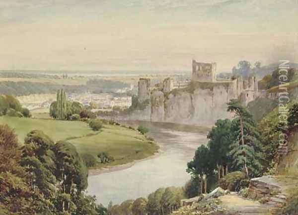 Chepstow Castle Oil Painting - Henry Hughes Richardson