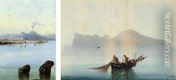 The Bay Of Naples Before Vesuvius Oil Painting - Rosa Corelli