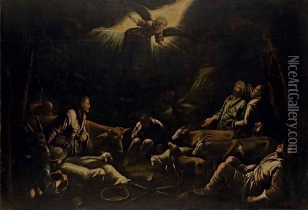 L'annonce Faite Aux Bergers Oil Painting - Jacopo dal Ponte Bassano