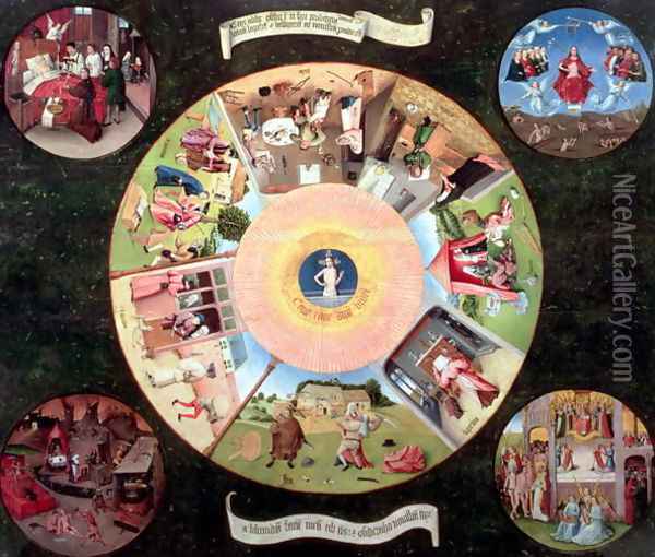 Tabletop of the Seven Deadly Sins and the Four Last Things (1) Oil Painting - Hieronymous Bosch