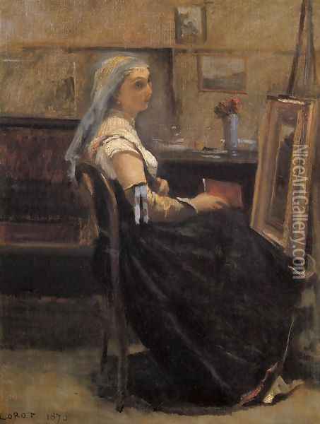The Artist's Studio III Oil Painting - Jean-Baptiste-Camille Corot
