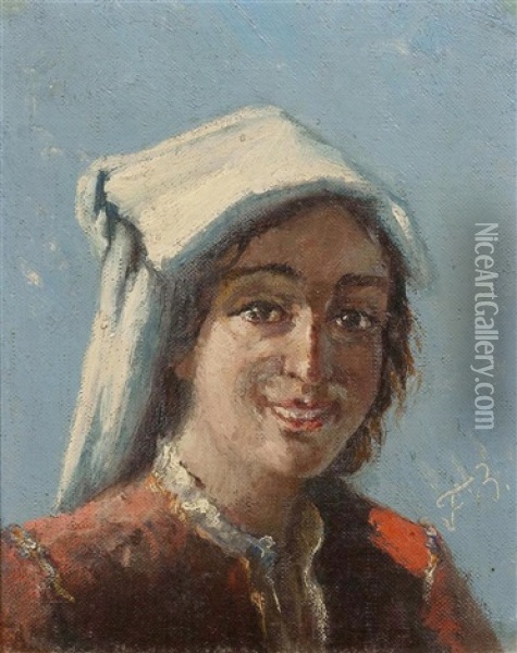 Portrait Of A Woman Oil Painting - Frank Buchser