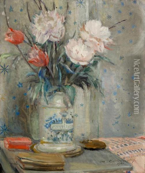Bouquet De Pivoines Oil Painting - Adrien Karbowsky