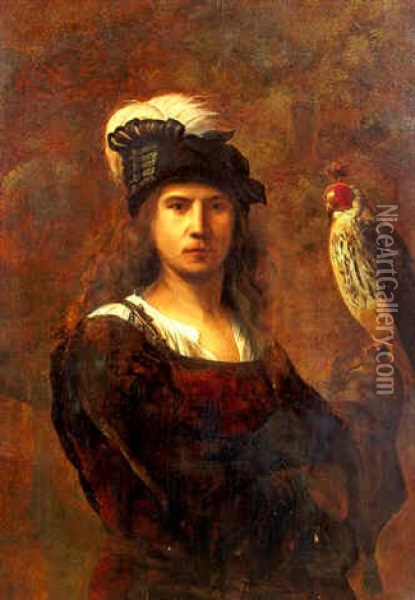 A Falconer, In A Feathered Hat Oil Painting -  Rembrandt van Rijn