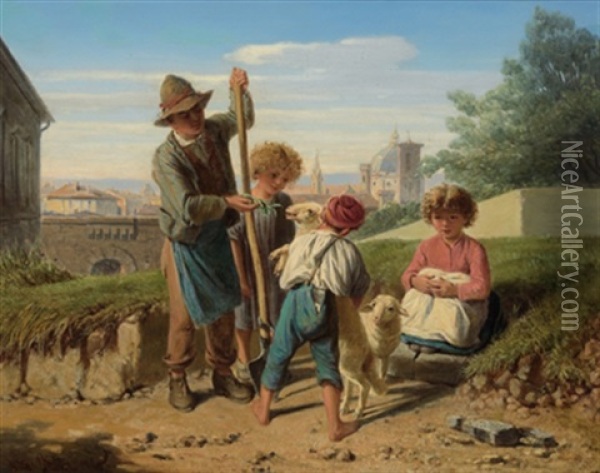 Florentinische Bauernkinder Oil Painting - Wilhelm M. Richter