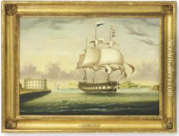 Packet Ship Oil Painting - Thomas Chambers