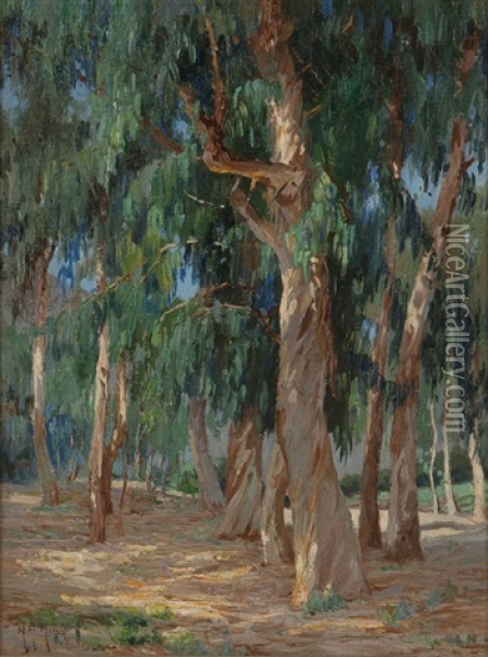 Trees In Front Of Hotel Laguna Oil Painting - Anna Althea Hills
