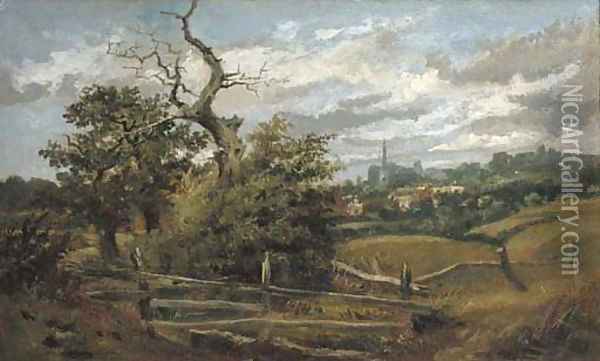 A view of Hampstead Heath looking towards Cannon Place Oil Painting - Harriet Gouldsmith