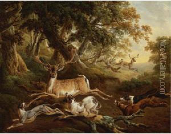 The Stag Hunt Oil Painting - Charles Towne