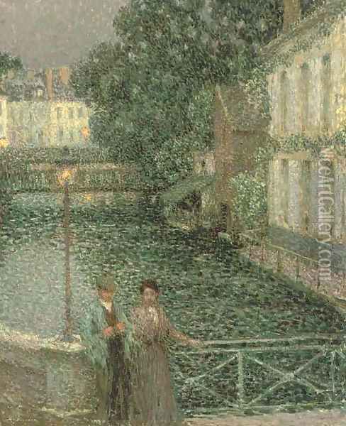 Les amoureux, Gisors Oil Painting - Henri Eugene Augustin Le Sidaner