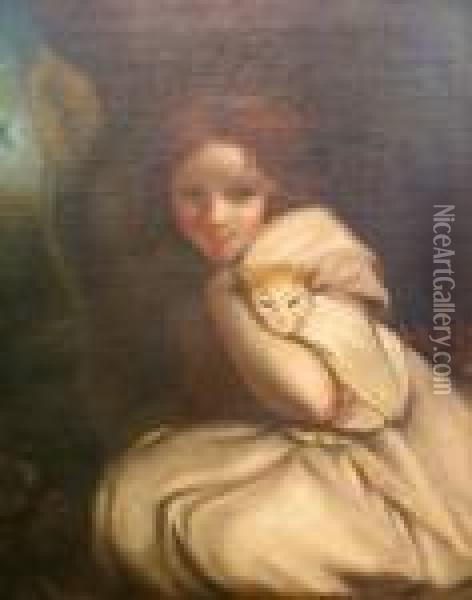 Her Favorite Pet Oil Painting - Sir Joshua Reynolds