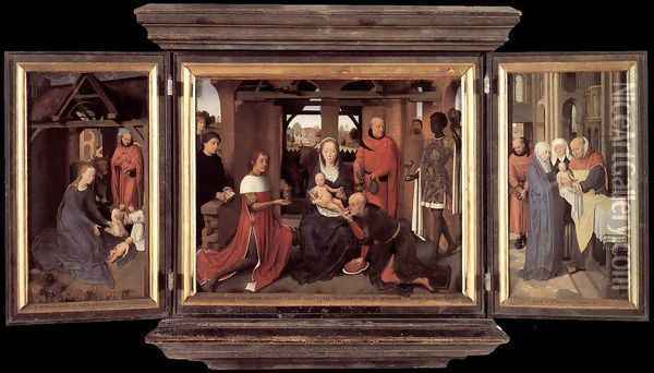 Triptych Of Jan Floreins Oil Painting - Hans Memling