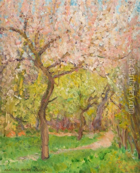 Cherry Blossom Oil Painting - Mikhail Nikolaevich Yakovlev