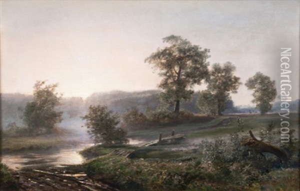 Sonnenaufgang Beim Stangenteich Im Sachsenwald Oil Painting - Johann Valentin Ruths