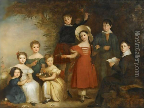 Portrait Of The Burn-Murdoch Family Of Gartincaber Oil Painting - William Smellie Watson