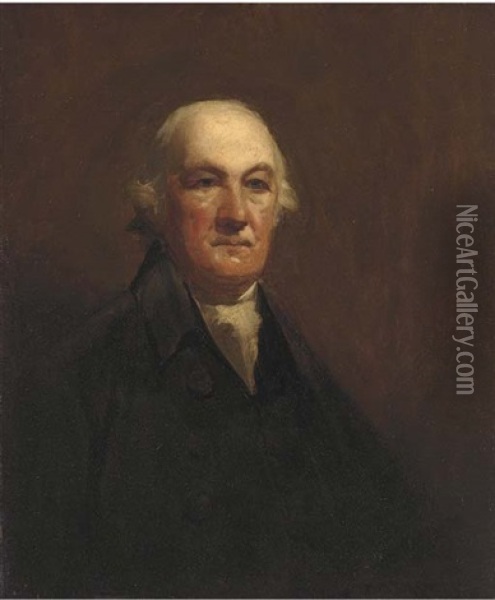 Portrait Of A Gentleman, Half-length, In A Dark Green Coat And White Cravat Oil Painting - Sir Henry Raeburn