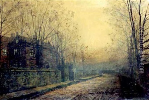 A November Morning                                          (dated 1824) Oil Painting - John Atkinson Grimshaw