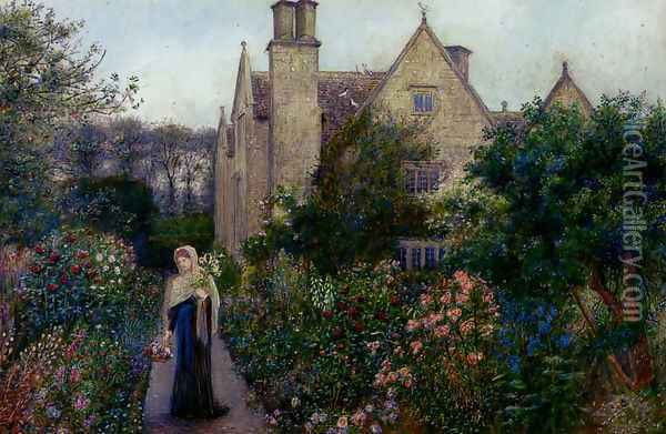 The Long Walk At Kelmscott Manor, Oxfordshire Oil Painting - Maria Euphrosyne Spartali, later Stillman