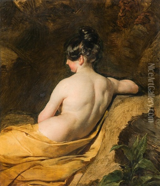 Female Nude From Behind Oil Painting - Peter Fendi