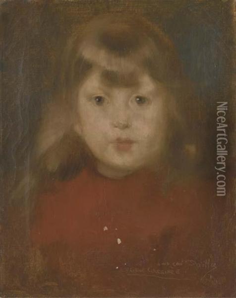 Portrait De Madeleine Devillez Oil Painting - Eugene Carriere