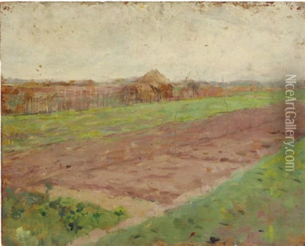 Planting Field (+ Riverbed, Verso) Oil Painting - Theodore Robinson