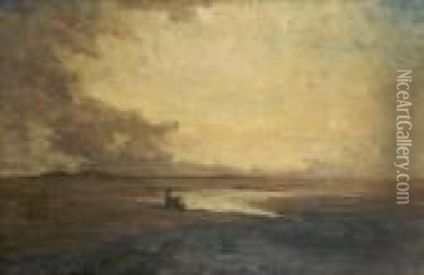 Malahide Sands With Figures Oil Painting - Nathaniel Hone