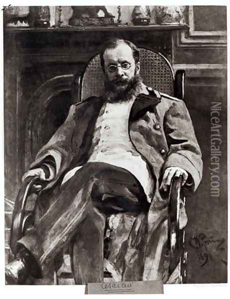 Portrait of Cesar Cui (1835-1918) 1890 Oil Painting - Ilya Efimovich Efimovich Repin