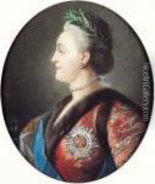 Portrait De Catherine Ii De Russie Oil Painting - Jean Louis Voille