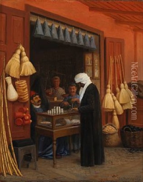 Egyptian Market Scene From Heluan Oil Painting - Wilhelm Pacht