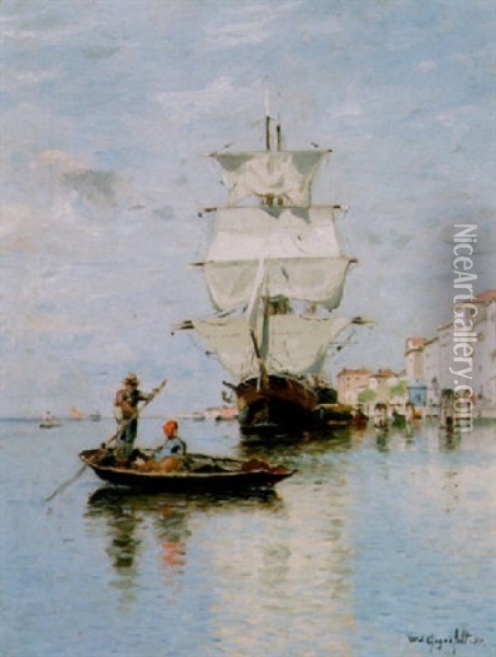 Fartyg Pa Lagunen, Venedig Oil Painting - Wilhelm von Gegerfelt