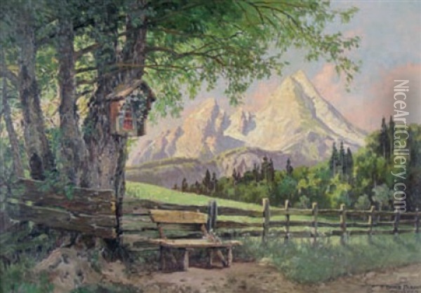 View Of The Alps Oil Painting - Hans Frahm