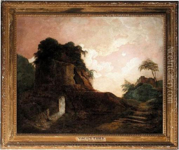 Virgil's Tomb By Moonlight Oil Painting - Josepf Wright Of Derby