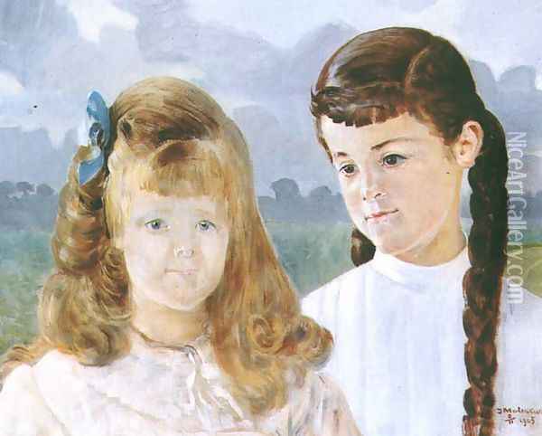 Portrait of Karolina and Adelajda Lanckoronska Oil Painting - Jacek Malczewski