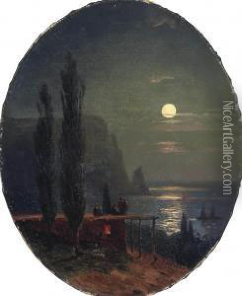View Of The Crimea By Moonlight Oil Painting - Ivan Konstantinovich Aivazovsky