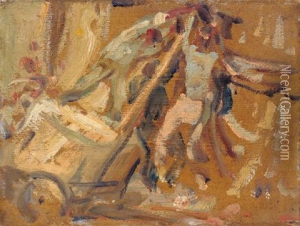 Steinauflader Am Kippwagen Oil Painting - Robert Hermann Sterl