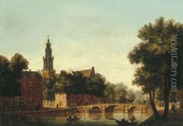 The Westerkerk, Amsterdam, Seen From The Keizersgracht Oil Painting - Jan Van Der Heyden