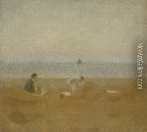Beach Scene Oil Painting - William Nicholson