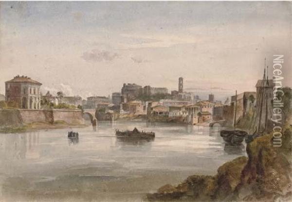 On The Tiber Oil Painting - Harriet Cheney