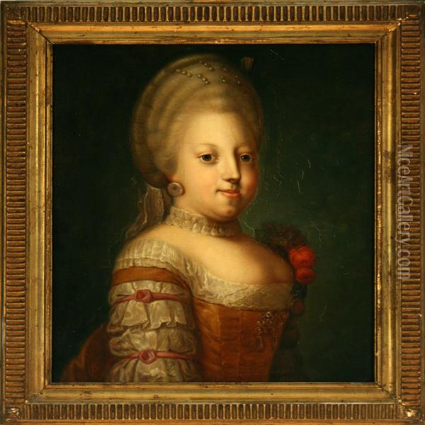 Portrait Of Queen Caroline Mathilde Of Denmark Oil Painting - Ulrich Ferdinandt Beenfeldt