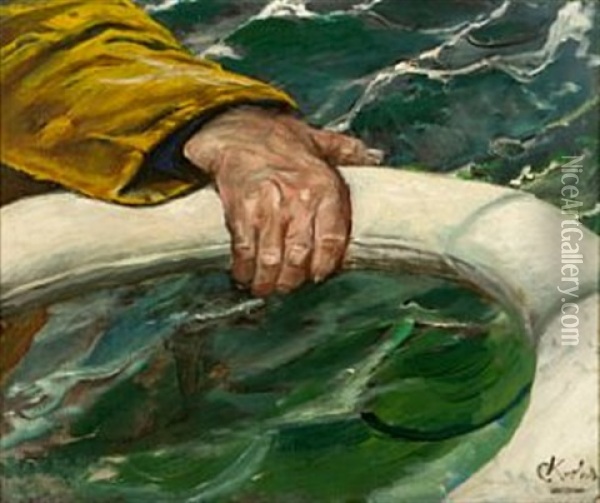 Mann Over Bord Oil Painting - Christian Krohg